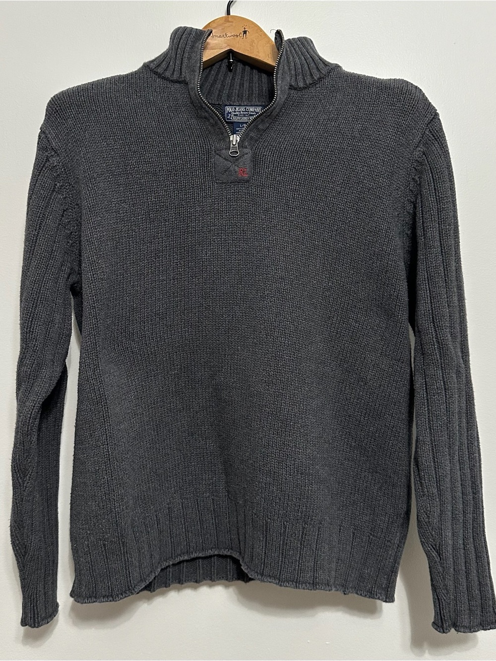 Polo by Ralph Lauren Men's Dark Charcoal Quarter-Zip Knit SweaterL23W19SLEEVE23